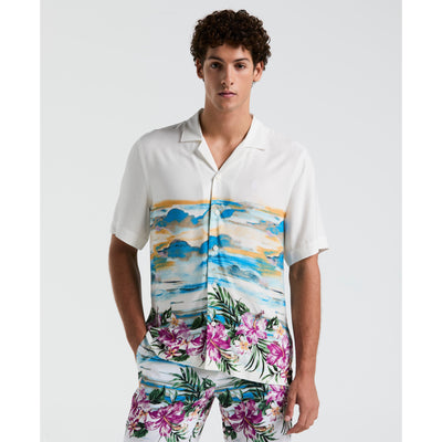 Hibiscus Scene Print Shirt (Bright White) 