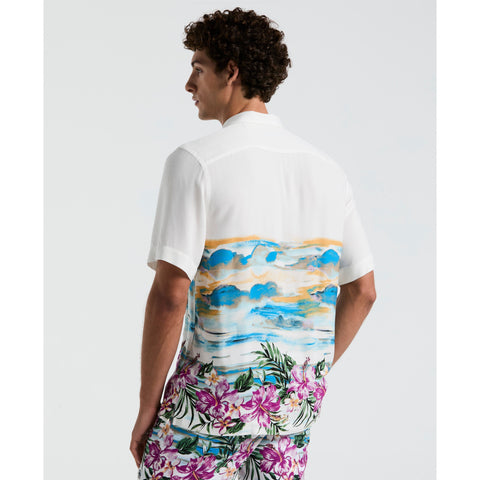 Hibiscus Scene Print Shirt (Bright White) 