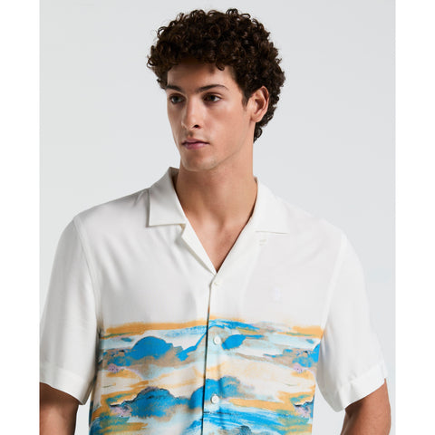 Hibiscus Scene Print Shirt (Bright White) 