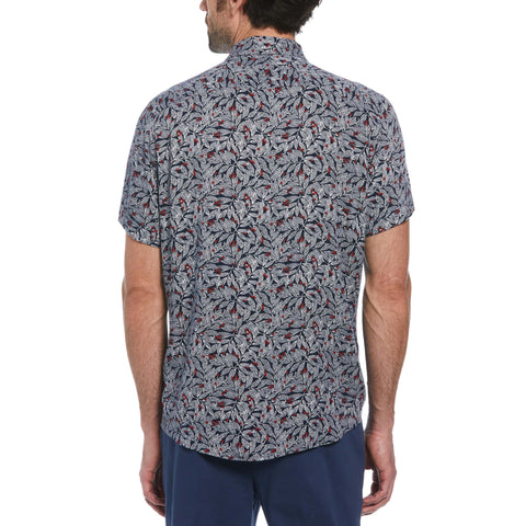 Holly Leaf Print Soft Shirt (Medieval Blue) 
