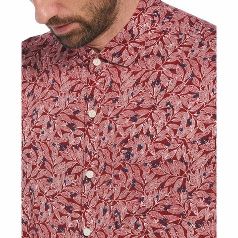 Holly Leaf Print Soft Shirt (Red Dahlia) 
