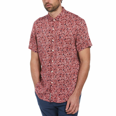 Holly Leaf Print Soft Shirt (Red Dahlia) 