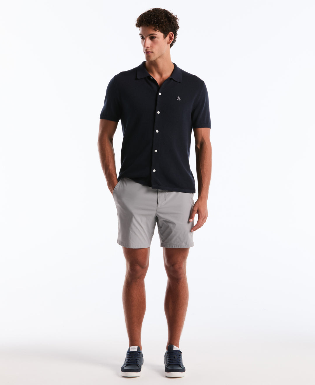 Honeycomb Button-Up Sweater Polo-Sweater Polo-Original Penguin