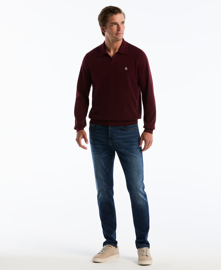 Cotton Honeycomb Johnny Collar Sweater Polo (Port Royale) 