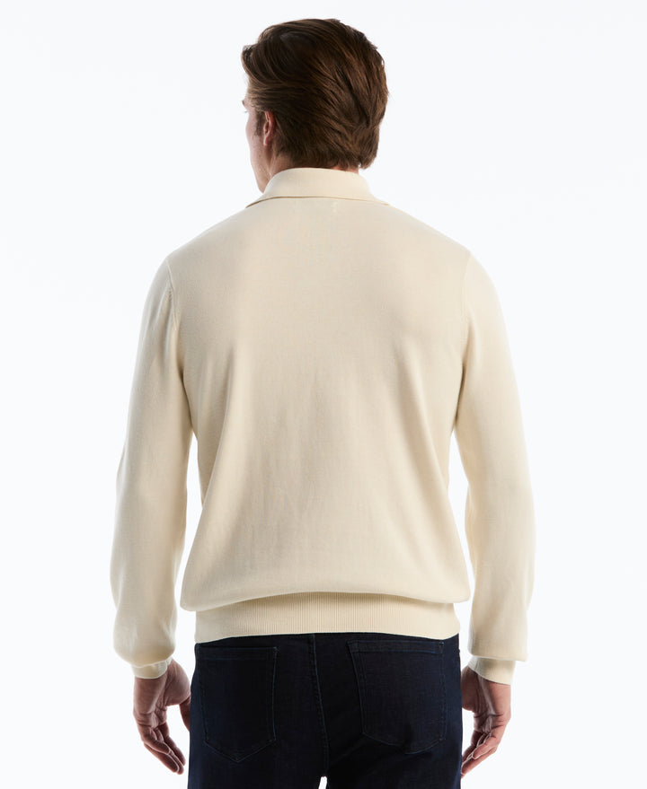 Cotton Honeycomb Johnny Collar Sweater Polo (Birch) 