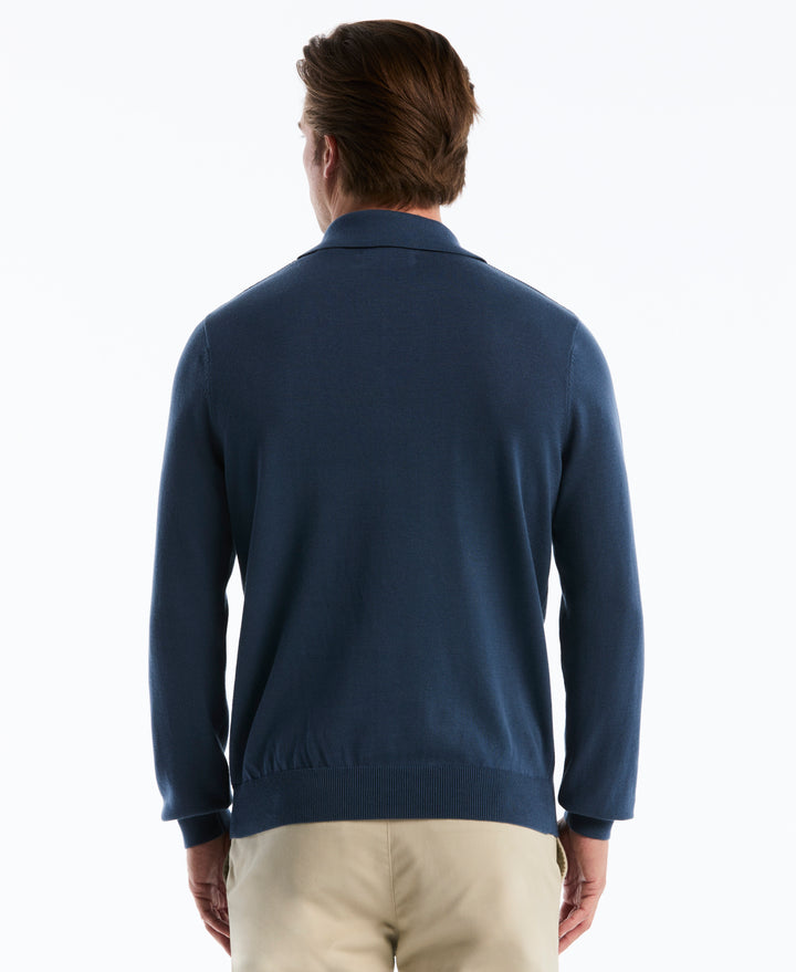 Cotton Honeycomb Johnny Collar Sweater Polo (Sargasso Sea) 