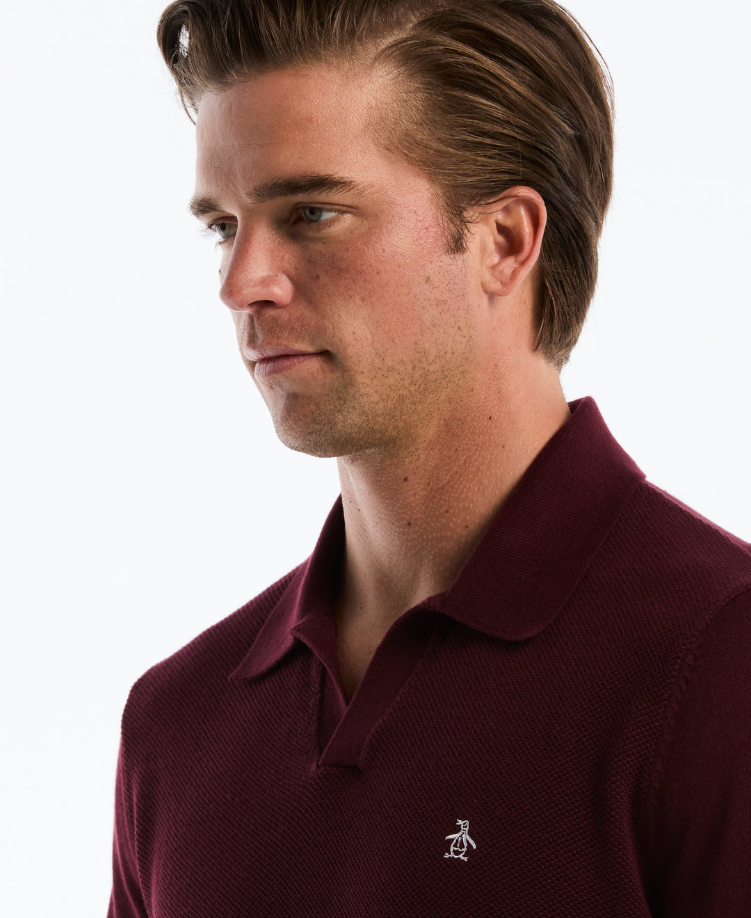 Cotton Honeycomb Johnny Collar Sweater Polo (Port Royale) 