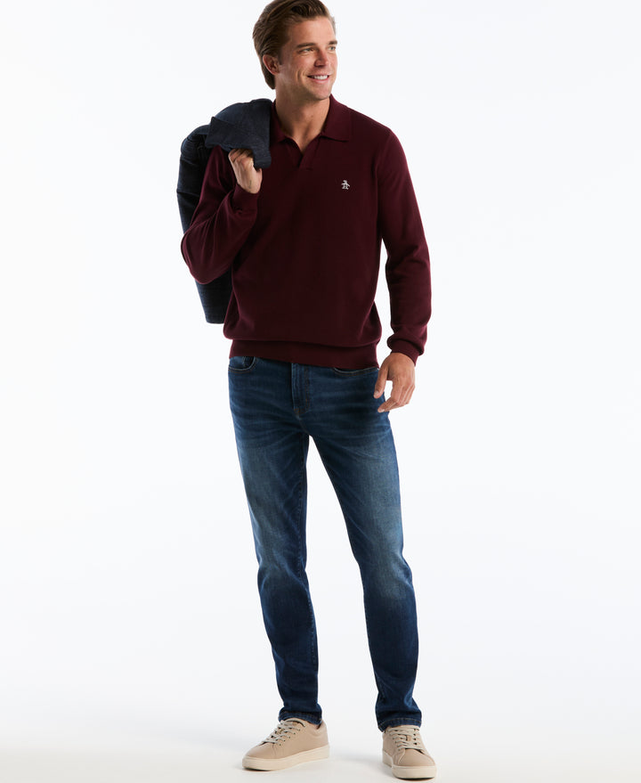 Cotton Honeycomb Johnny Collar Sweater Polo (Port Royale) 