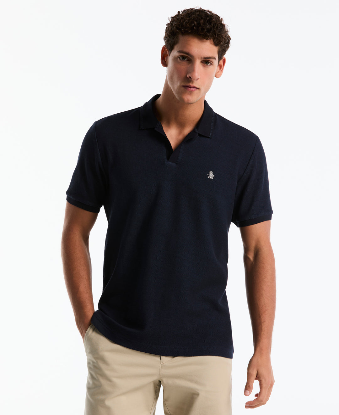 Cotton Jacquard Honeycomb Johnny Polo (Dark Sapphire) 