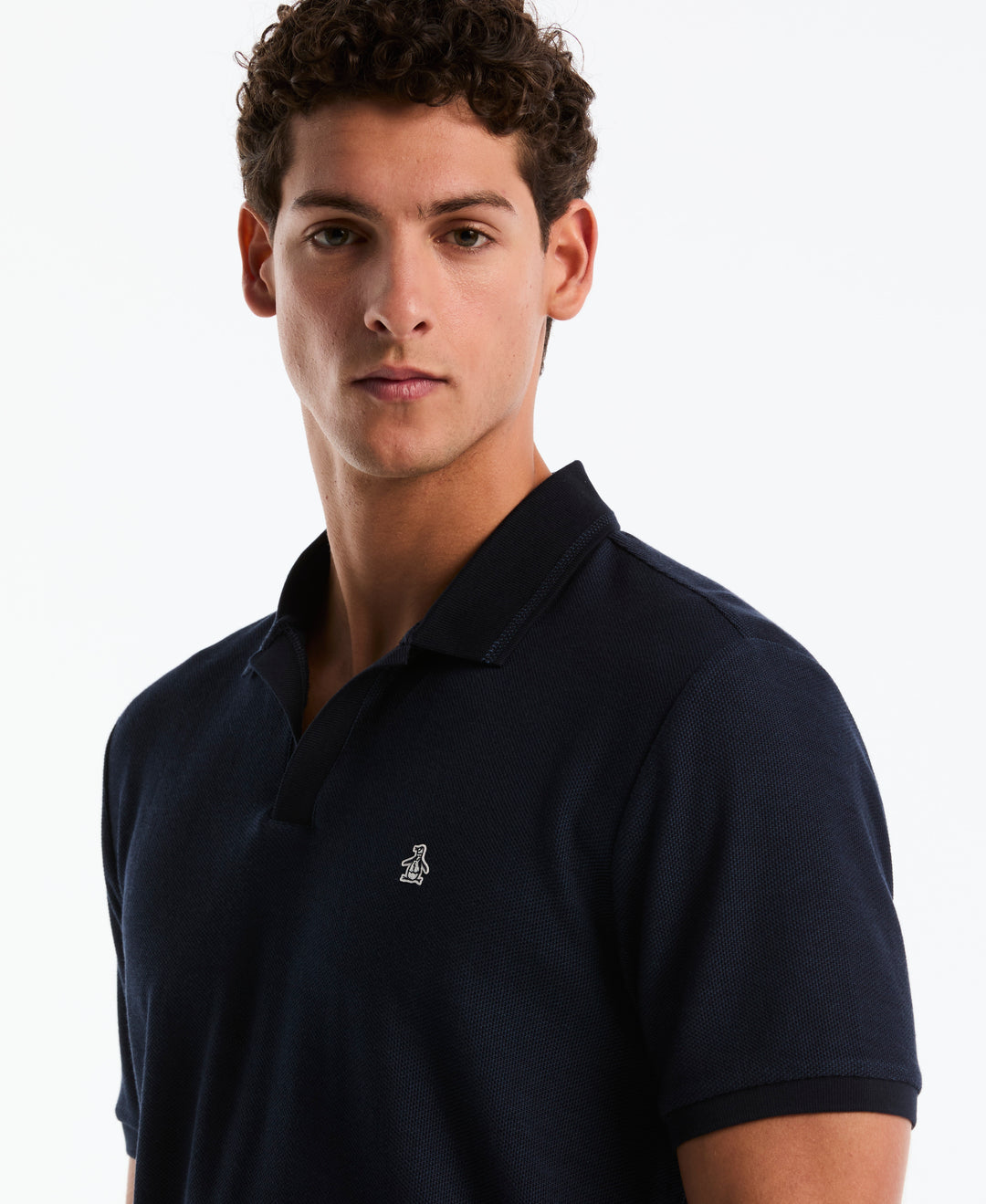 Cotton Jacquard Honeycomb Johnny Polo (Dark Sapphire) 