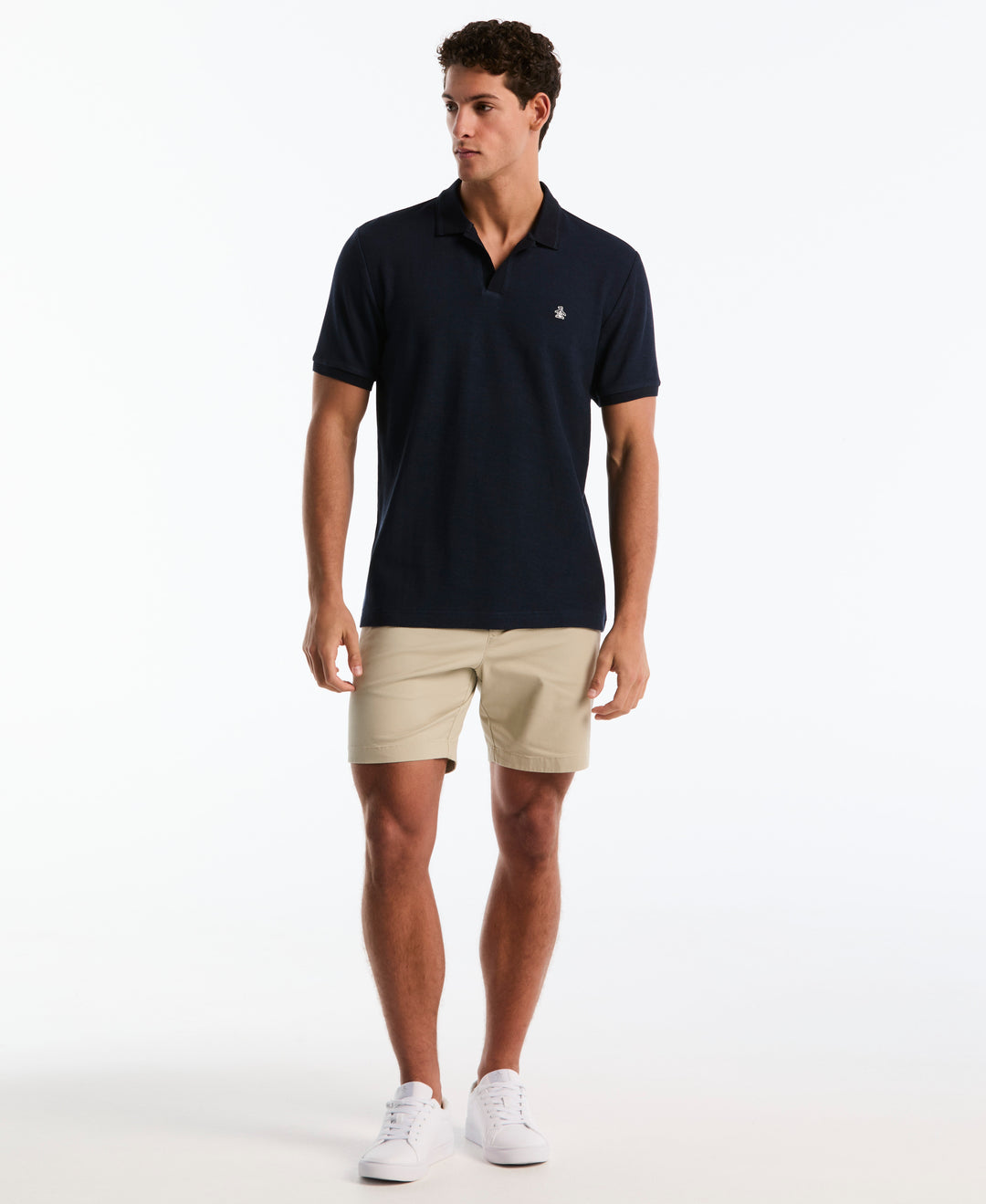 Cotton Jacquard Honeycomb Johnny Polo (Dark Sapphire) 