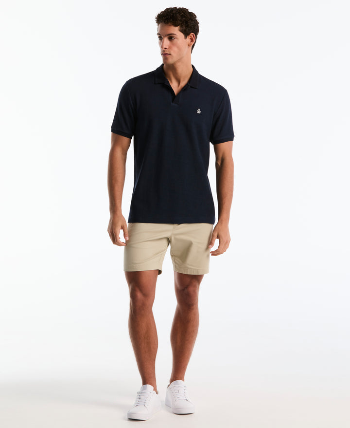Cotton Jacquard Honeycomb Johnny Polo (Dark Sapphire) 