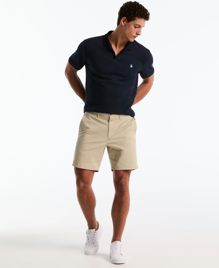 Cotton Jacquard Honeycomb Johnny Polo (Dark Sapphire) 