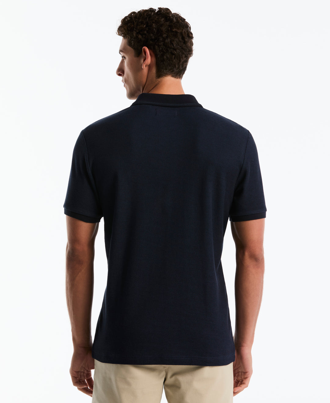 Cotton Jacquard Honeycomb Johnny Polo (Dark Sapphire) 
