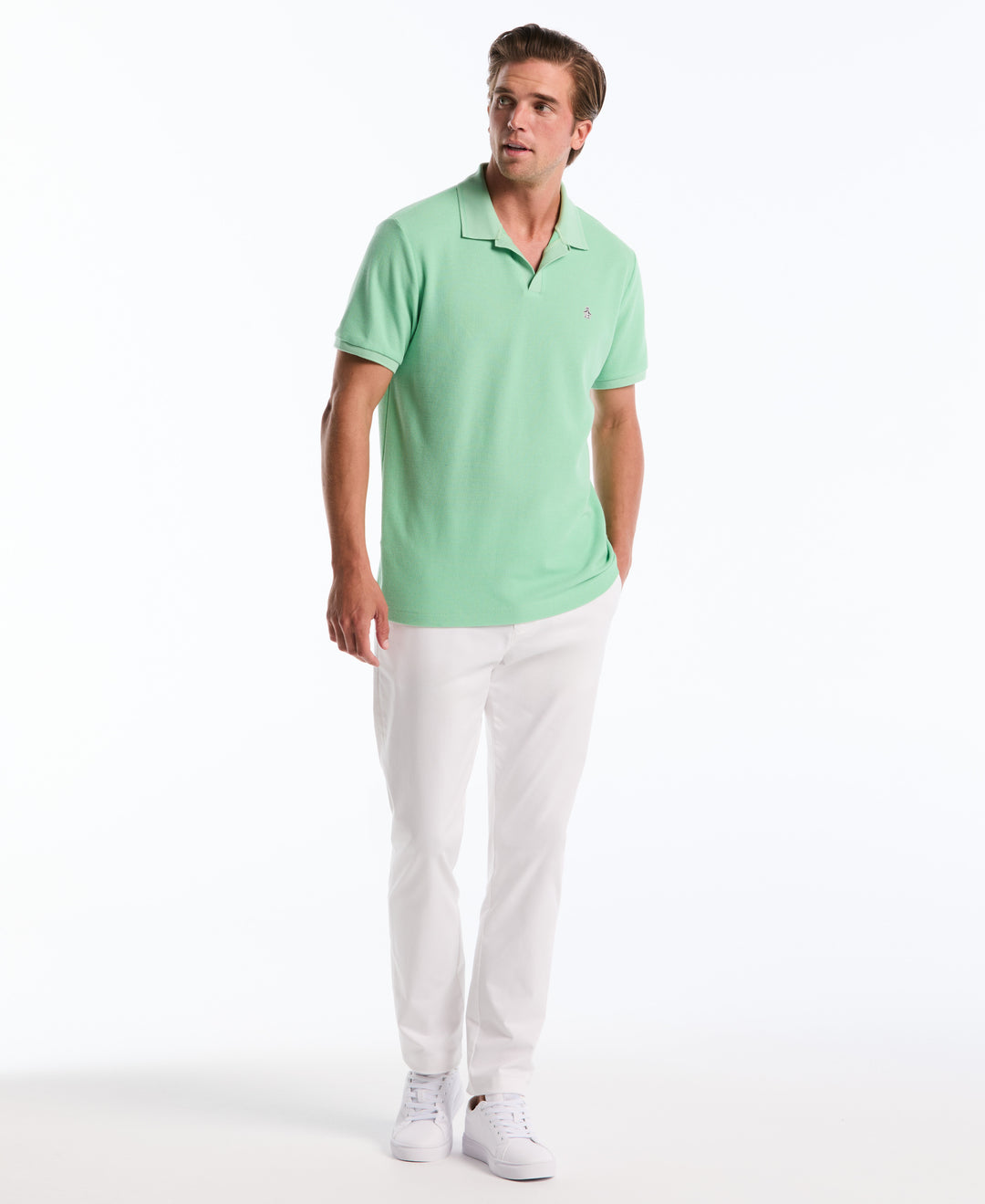 Cotton Jacquard Honeycomb Johnny Polo (Hemlock) 