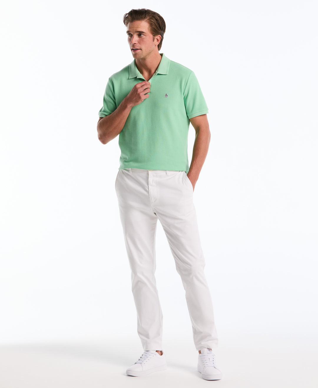 Cotton Jacquard Honeycomb Johnny Polo (Hemlock) 