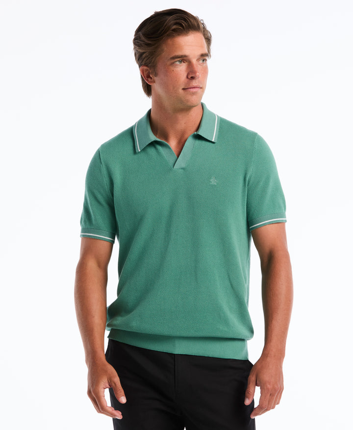 Cotton Honeycomb Sweater Polo (Beryl Green) 