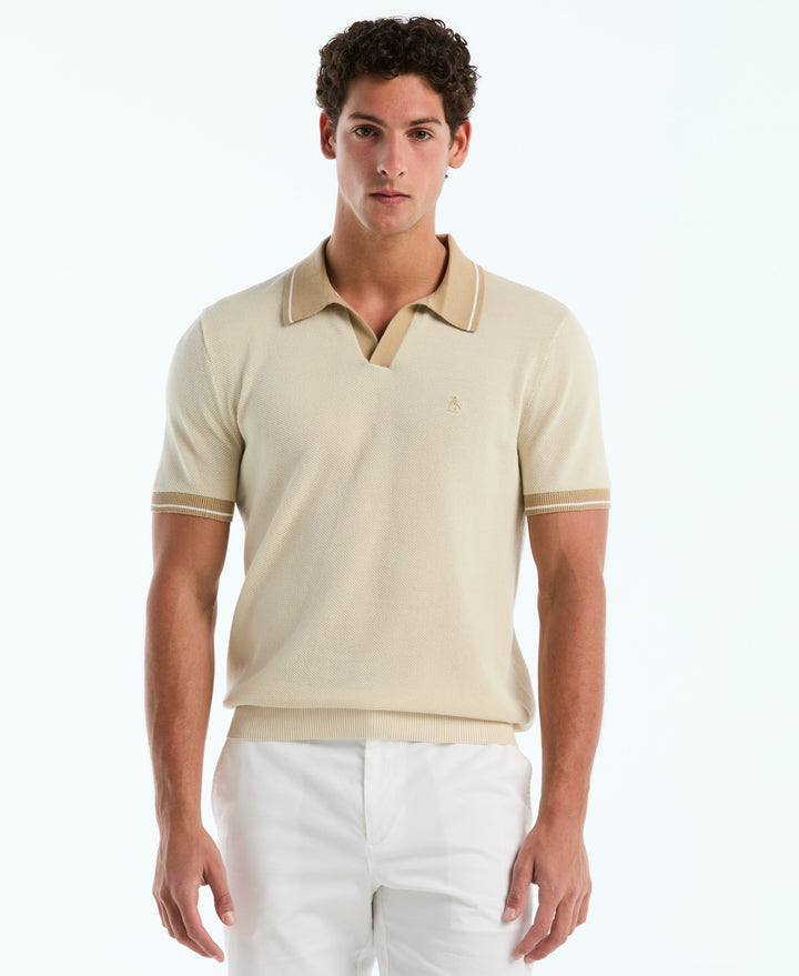 Cotton Honeycomb Sweater Polo (Birch) 