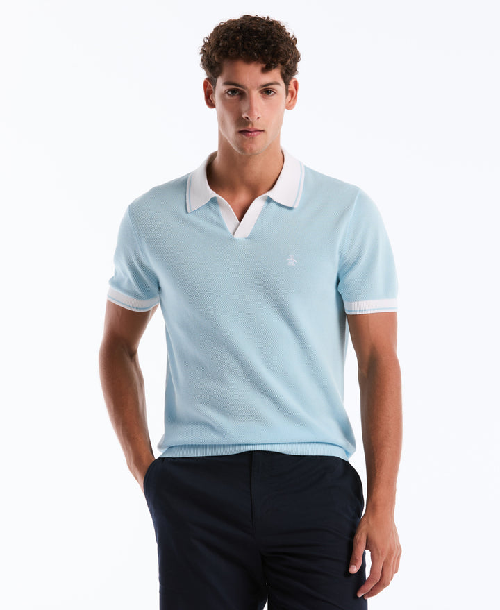 Honeycomb Johnny Collar Sweater Polo-Sweater Polo-Cool Blue-XS-Original Penguin