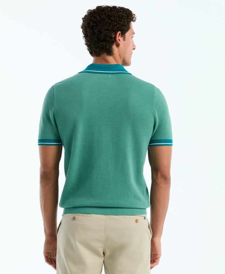 Cotton Honeycomb Sweater Polo (Beryl Green) 