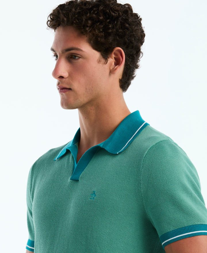 Cotton Honeycomb Sweater Polo (Beryl Green) 