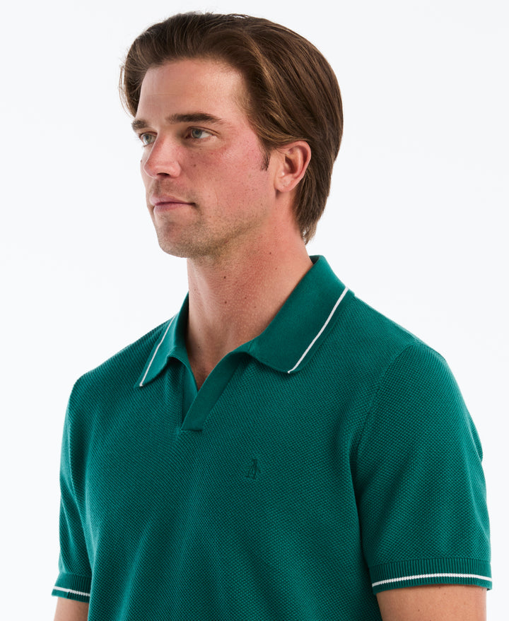 Cotton Honeycomb Sweater Polo (Storm) 