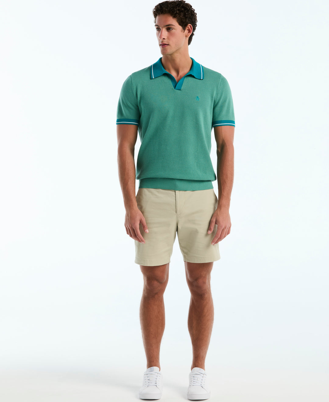Cotton Honeycomb Sweater Polo (Beryl Green) 