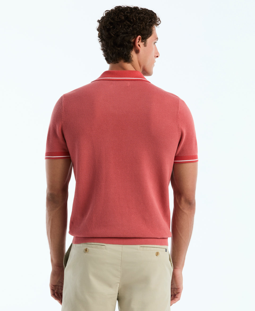 Cotton Honeycomb Sweater Polo (Faded Rose) 