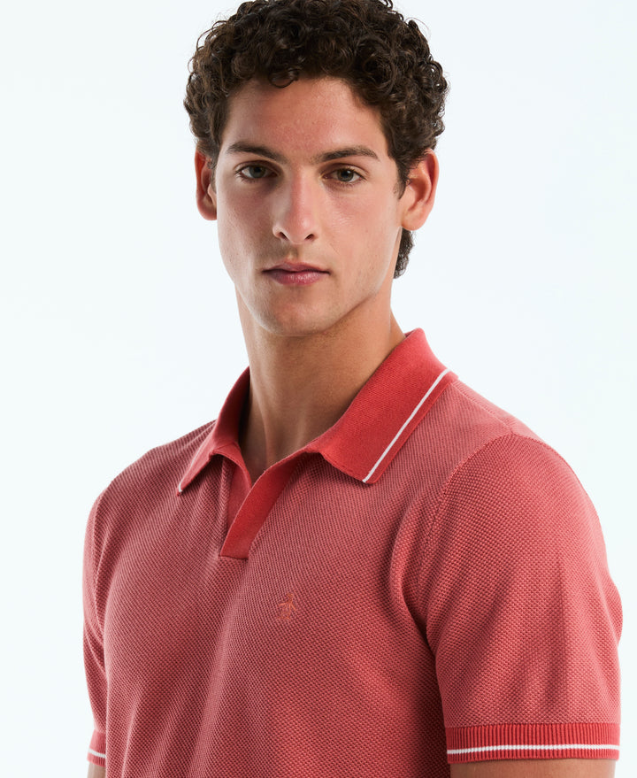 Cotton Honeycomb Sweater Polo (Faded Rose) 