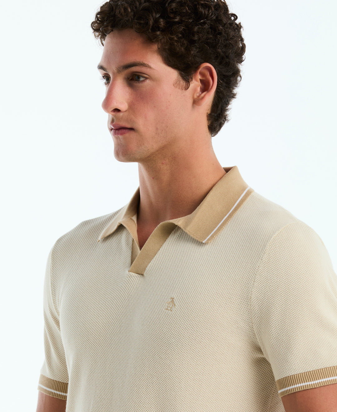 Cotton Honeycomb Sweater Polo (Birch) 