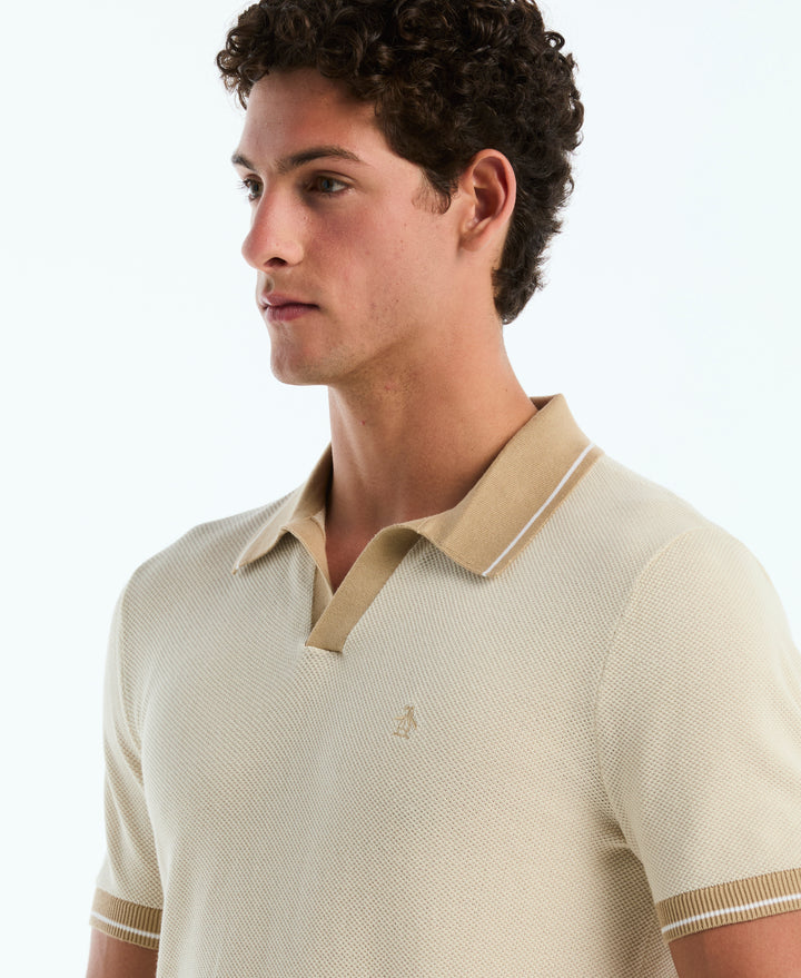 Cotton Honeycomb Sweater Polo (Birch) 