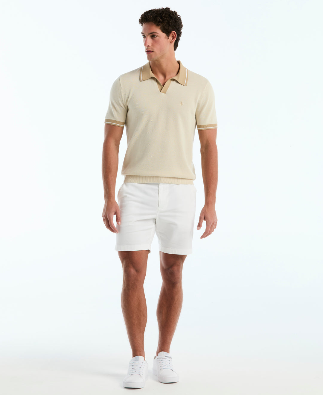 Cotton Honeycomb Sweater Polo (Birch) 