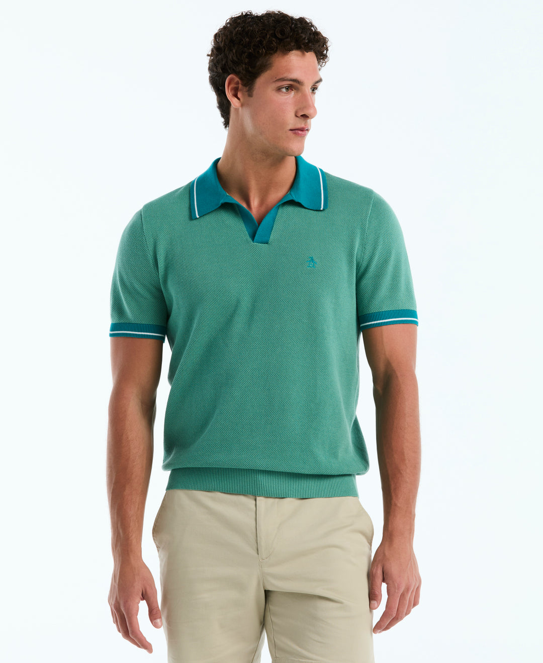 Cotton Honeycomb Sweater Polo (Beryl Green) 