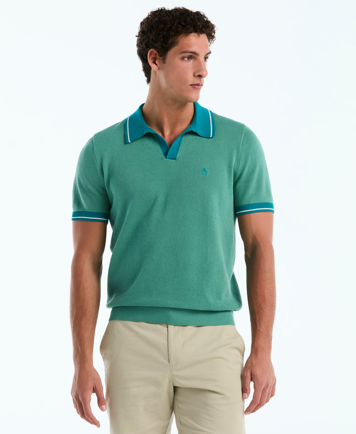 Cotton Honeycomb Sweater Polo (Beryl Green) 