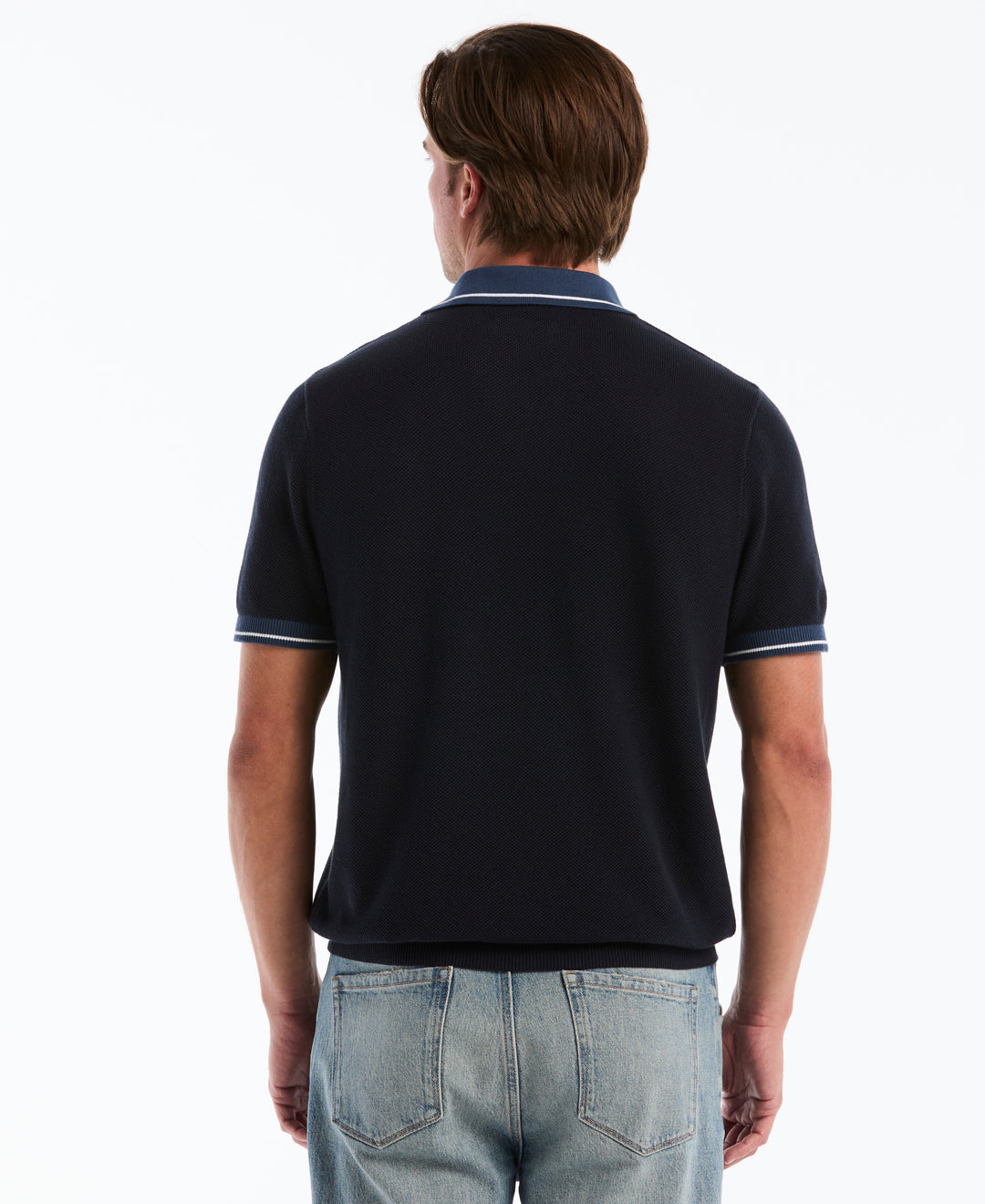 Cotton Honeycomb Sweater Polo (Dark Sapphire) 
