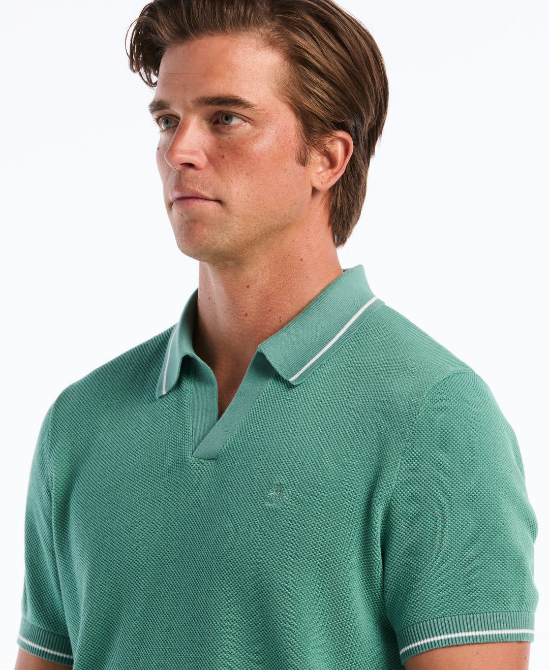 Cotton Honeycomb Sweater Polo (Beryl Green) 