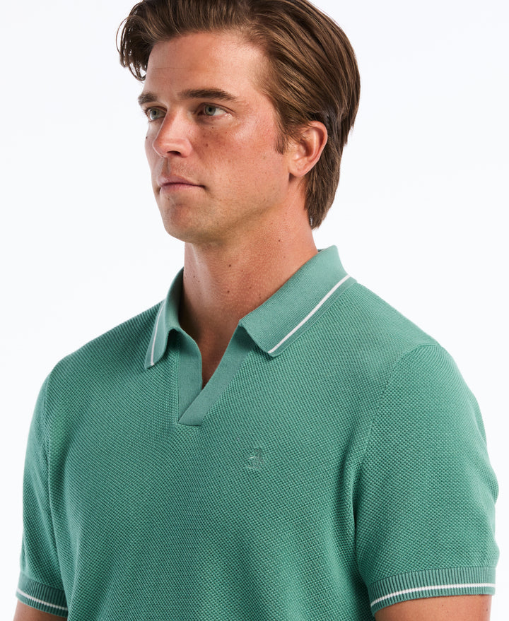 Cotton Honeycomb Sweater Polo (Beryl Green) 