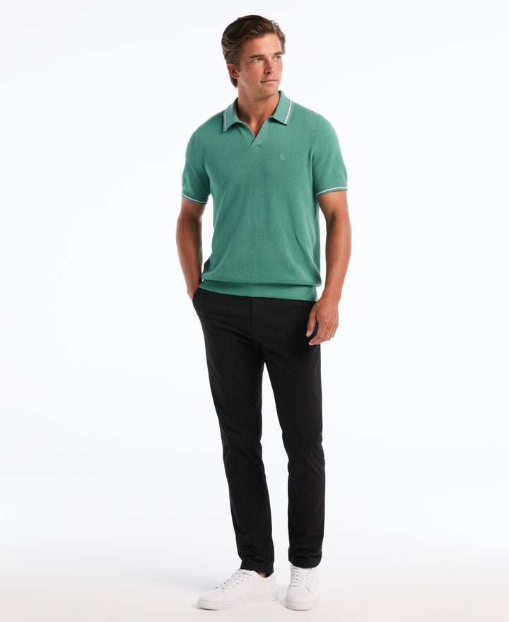 Cotton Honeycomb Sweater Polo (Beryl Green) 