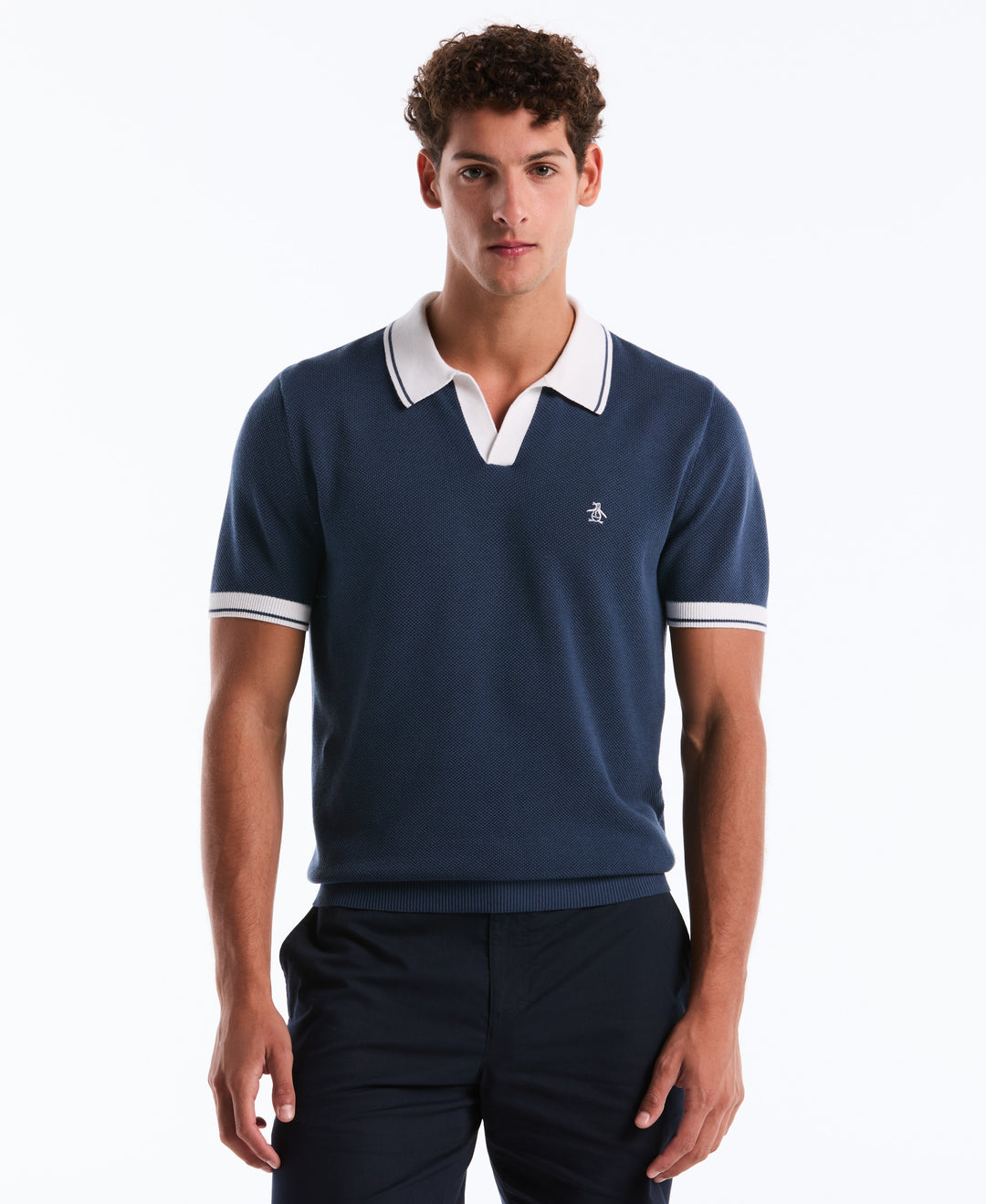 Honeycomb Johnny Collar Sweater Polo-Sweater Polo-Sargasso Sea-XS-Original Penguin