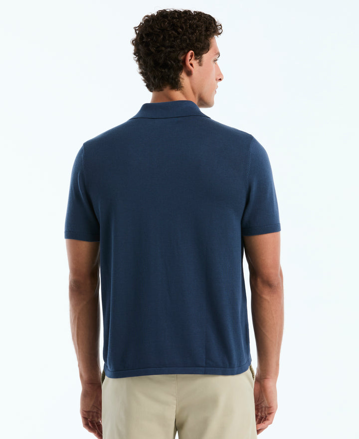 Cotton Honeycomb Button Front Sweater (Sargasso Sea) 
