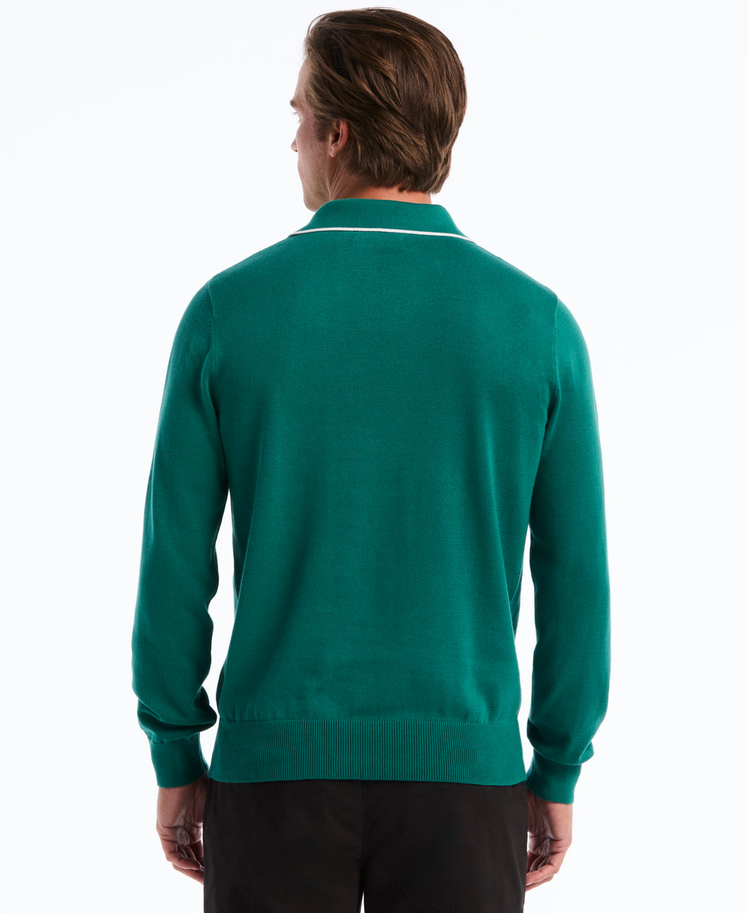 Honeycomb Tipping Collar Long Sleeve Sweater Polo (Storm) 