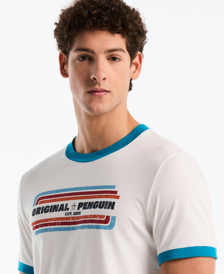 Cotton Icons Pete Graphic Ringer Tee (Bright White) 