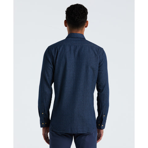 Indigo Print Cotton Shirt (Dark Sapphire) 