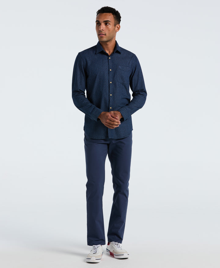 Indigo Print Cotton Shirt (Dark Sapphire) 