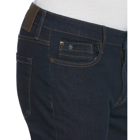 Indigo Rinse Slim Fit Stretch Denim Trousers (Dark Indigo) 