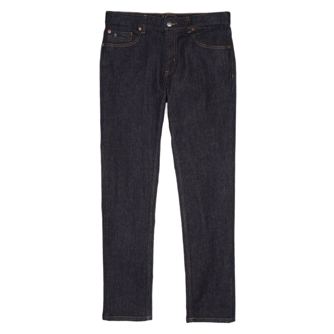 Indigo Rinse Slim Fit Stretch Denim Trousers (Dark Indigo) 