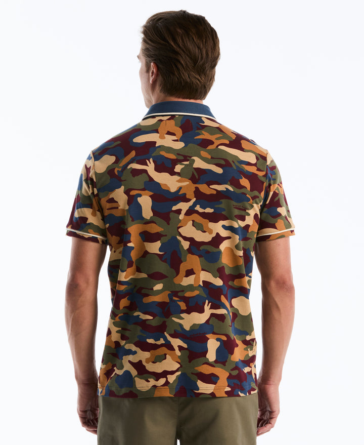 Cotton Interlock Camo Print Polo (Sargasso Sea) 