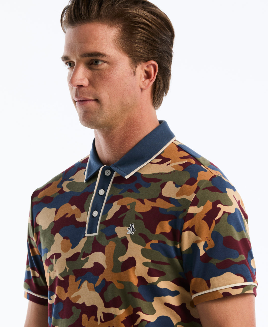 Cotton Interlock Camo Print Polo (Sargasso Sea) 