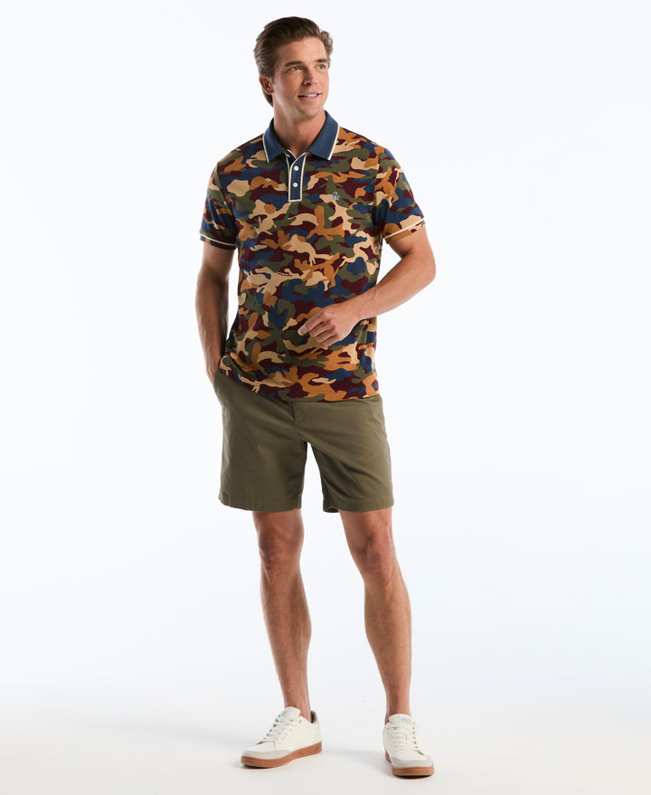 Cotton Interlock Camo Print Polo (Sargasso Sea) 