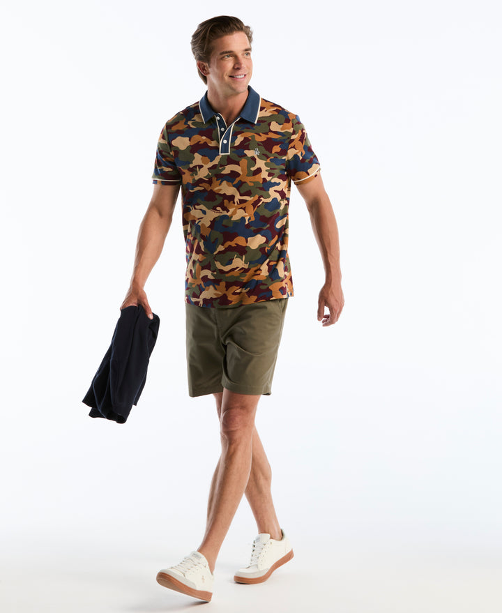 Cotton Interlock Camo Print Polo (Sargasso Sea) 